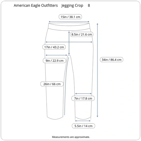 AEO Denim Super Super Stretch Crop Jegging Medium Blue Wash Raw Hem Mid Rise 8 - Picture 14 of 15